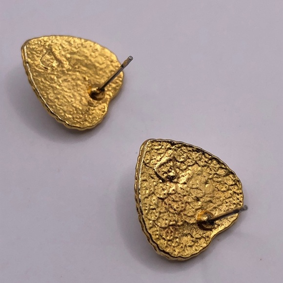 Pearly Puff Heart Crystal Rhinestone Bordered Heart Earrings - Picture 2 of 4